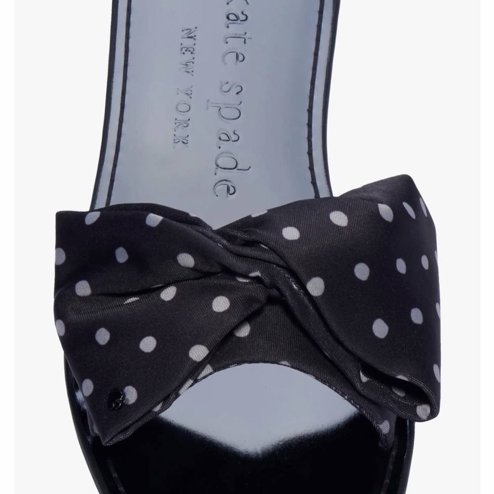 kate spade Black Polka Dot Bikini Bow Slide Sandals - Picture 3 of 4
